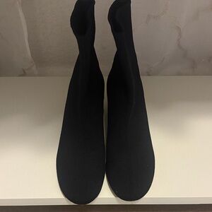 Vince Black Stretch-Knit Sock Booties